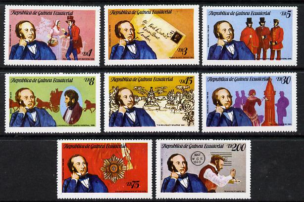 Equatorial Guinea 1979 Rowland Hill perf set of 8 unmounted mint (Mi 1452-59A) , stamps on postal, stamps on rowland hill, stamps on postbox, stamps on postman