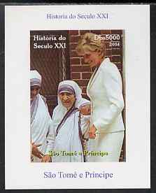 St Thomas & Prince Islands 2004 History of the 21st Century #11 Mother Teresa & Princess Diana imperf m/sheet unmounted mint. Note this item is privately produced and is ..., stamps on millennium, stamps on personalities, stamps on women, stamps on human rights, stamps on peace, stamps on nobel, stamps on teresa, stamps on diana, stamps on royalty