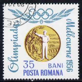 Rumania 1964 Rumanian Olympic Gold Medals perf 35b Pistol Shooting fine cto used SG 3214, stamps on , stamps on  stamps on olympics, stamps on  stamps on shooting