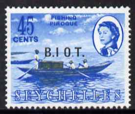 British Indian Ocean Territory 1968 BIOT opt on 45c single showing no stop after I (B.I O.T.) unmounted mint SG7a, stamps on , stamps on  stamps on ships