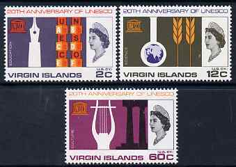 British Virgin Islands 1966 UNESCO set of 3 unmounted mint, SG 210-12, stamps on unesco