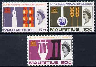Mauritius 1966 UNESCO set of 3 unmounted mint, SG 342-4, stamps on unesco