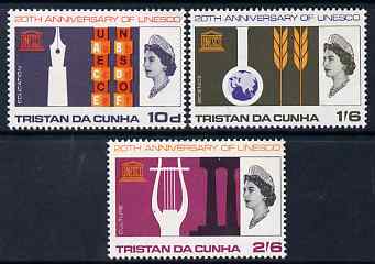 Tristan da Cunha 1966 UNESCO set of 3 unmounted mint, SG 101-3, stamps on unesco