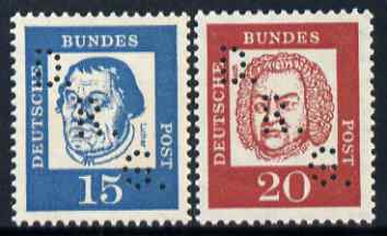 Cinderella - Germany 1963 DRG Day of Astrophilatelie 15pf & 20pf each with DRG Perfins, umounted mint, stamps on rockets, stamps on space, stamps on cinderella