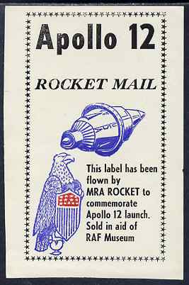 Cinderella - United States RAF Museum flown label to commemorate the launch o Apolo 12 on ungummed paper