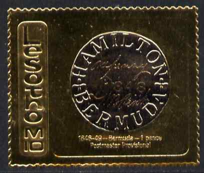 Lesotho 1981 Bermuda PostmasterD5s Provisional stamp embossed in gold foil, unmounted mint, stamps on , stamps on  stamps on stamp on stamp, stamps on  stamps on stamponstamp