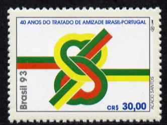 Brazil 1993 Brazil - Portugal Friendship Treaty 30cr unmounted mint SG 2607, stamps on cultures, stamps on 