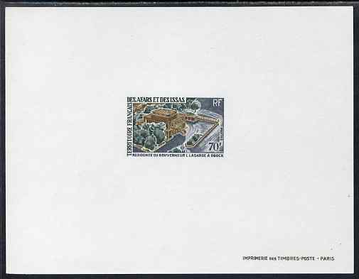 French Afars & Issas 1968-70 Buildings & Landmarks - Governor's Residence 70f Epreuve deluxe proof sheet in issued colours, as SG 528, stamps on , stamps on  stamps on buildings