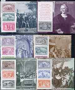 Spain 1992 500th Anniversary of Discovery of America by Columbus (9th issue) set of 6 perf m/sheets (Scenes from US Columbian Exposition issue) unmounted mint SG MS 3177, stamps on ships, stamps on explorers, stamps on columbus