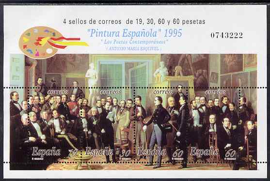 Spain 1995 Art composite perf sheetlet containing 4 values unmounted mint SG MS 3359, stamps on , stamps on  stamps on arts, stamps on  stamps on poetry, stamps on  stamps on literature