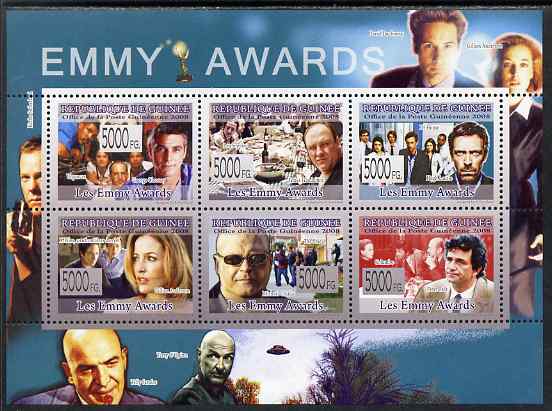 Guinea - Conakry 2009 Emmy Awards perf sheetlet containing 6 values unmounted mint, stamps on personalities, stamps on films, stamps on cinema, stamps on movies, stamps on entertainments, stamps on  tv , stamps on mafia, stamps on 