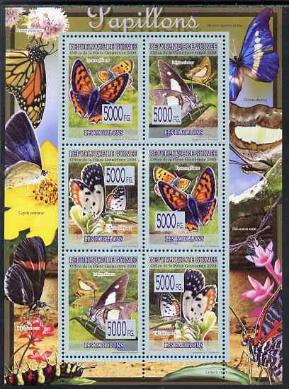 Guinea - Conakry 2009 Butterflies perf sheetlet containing 6 values unmounted mint, stamps on butterflies