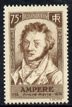 France 1936 Death Centenary of Andr8E-Marie Ampere unmounted mint, SG 543, stamps on , stamps on  stamps on personalities, stamps on science, stamps on energy, stamps on physics, stamps on death