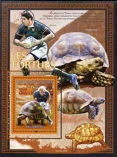 Guinea - Conakry 2009 Turtles & Rugby Players #2 perf s/sheet unmounted mint, stamps on , stamps on  stamps on animals, stamps on  stamps on turtles, stamps on  stamps on tortoises, stamps on  stamps on rugby, stamps on  stamps on sport