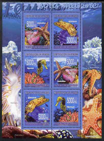 Guinea - Conakry 2009 Marine Life perf sheetlet containing 6 values unmounted mint, stamps on , stamps on  stamps on marine life, stamps on  stamps on fish, stamps on  stamps on starfish