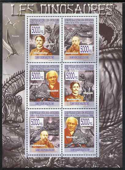 Guinea - Conakry 2009 Dinosaurs & Paleontologists perf sheetlet containing 6 values unmounted mint, stamps on , stamps on  stamps on dinosaurs