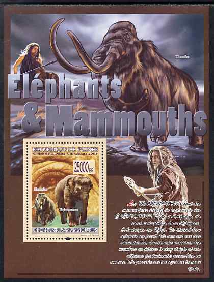 Guinea - Conakry 2009 Elephants and Mammoths #1 perf s/sheet unmounted mint, stamps on animals, stamps on dinosaurs, stamps on elephants, stamps on films, stamps on movies, stamps on cinema