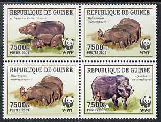 Guinea - Conakry 2009 WWF - Wild Boar perf set of 4 in se-tenant block unmounted mint, stamps on , stamps on  stamps on animals, stamps on  stamps on  wwf , stamps on  stamps on swine