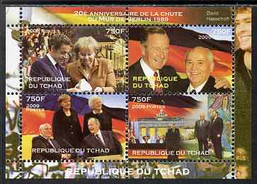 Chad 2009 20th Anniversary of the Fall of the Berlin Wall, perf sheetlet containing 4 values unmounted mint. Note this item is privately produced and is offered purely on..., stamps on constitutions, stamps on 