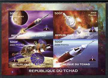 Chad 2009 Space - Ares Mission imperf sheetlet containing 4 values unmounted mint. Note this item is privately produced and is offered purely on its thematic appeal, stamps on , stamps on  stamps on astronomy, stamps on  stamps on space, stamps on  stamps on rockets, stamps on  stamps on 