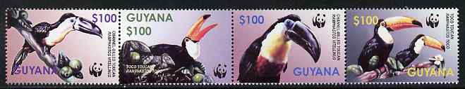 Guyana 2003 WWF - Toucan perf strip of 4 unmounted mint SG 6406-9, stamps on  wwf , stamps on birds, stamps on toucans