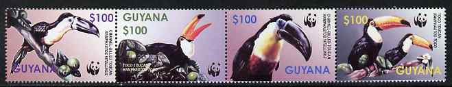 Guyana 2003 WWF - Toucan perf strip of 4 unmounted mint SG 6406-9, stamps on , stamps on  stamps on  wwf , stamps on  stamps on birds, stamps on  stamps on toucans