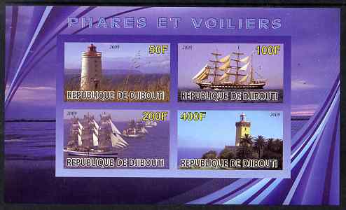 Djibouti 2009 Lighthouses and Ships #2 imperf sheetlet containing 4 values unmounted mint, stamps on , stamps on  stamps on lighthouses, stamps on  stamps on ships