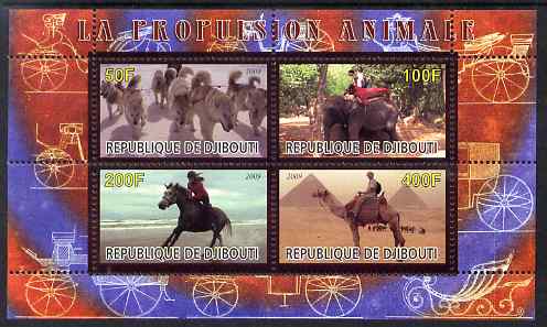 Djibouti 2009 Animal Transport perf sheetlet containing 4 values unmounted mint