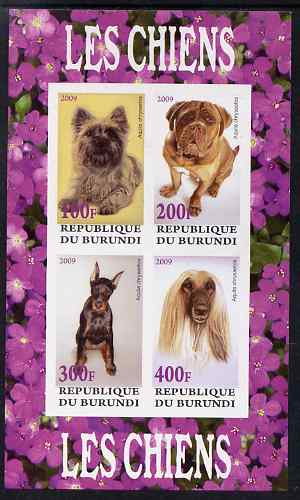 Burundi 2009 Dogs #1 perf sheetlet containing 4 values unmounted mint, stamps on dogs