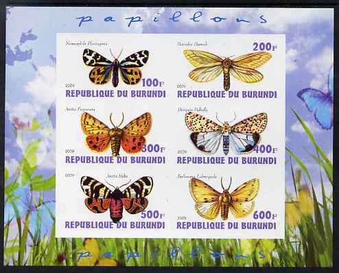 Burundi 2009 Butterflies #2 imperf sheetlet containing 6 values unmounted mint, stamps on , stamps on  stamps on butterflies, stamps on  stamps on 