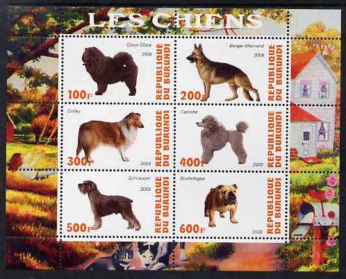 Burundi 2009 Dogs #2 perf sheetlet containing 6 values unmounted mint, stamps on , stamps on  stamps on dogs