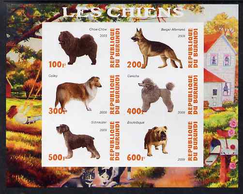 Burundi 2009 Dogs #2 imperf sheetlet containing 6 values unmounted mint, stamps on dogs