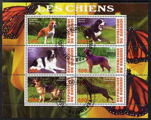 Burundi 2009 Dogs #3 perf sheetlet containing 6 values fine cto used, stamps on dogs