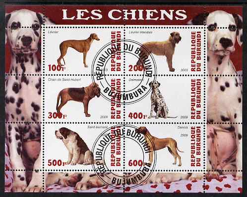 Burundi 2009 Dogs #4 perf sheetlet containing 6 values fine cto used, stamps on , stamps on  stamps on dogs