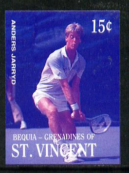 St Vincent - Bequia 1988 International Tennis Players 15c (Anders Jarryd) imperf progressive proof in blue & magenta only unmounted mint*, stamps on sport   personalities    tennis