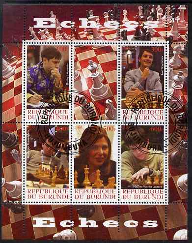 Burundi 2009 Chess #2 perf sheetlet containing 6 values fine cto used, stamps on chess