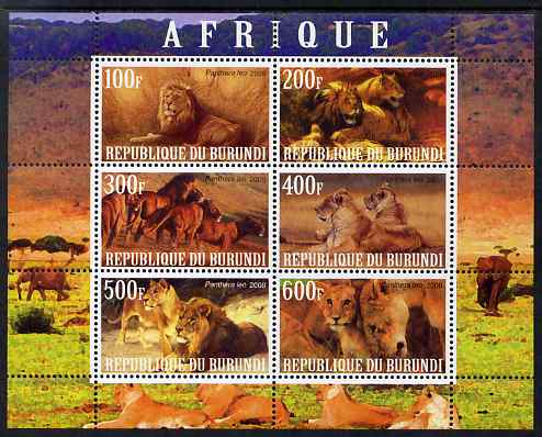 Burundi 2009 African Animals #1 perf sheetlet containing 6 values unmounted mint, stamps on , stamps on  stamps on animals, stamps on  stamps on lions