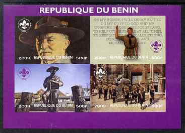 Benin 2009 Baden Powell & Scouts imperf sheetlet containing 4 values unmounted mint. Note this item is privately produced and is offered purely on its thematic appeal , stamps on personalities, stamps on scouts, stamps on rockwell, stamps on arts