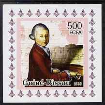 Guinea - Bissau 2006 Mozart #2 individual imperf deluxe sheet unmounted mint. Note this item is privately produced and is offered purely on its thematic appeal, stamps on , stamps on  stamps on personalities, stamps on  stamps on mozart, stamps on  stamps on music, stamps on  stamps on composers, stamps on  stamps on masonics, stamps on  stamps on masonry