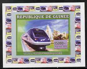 Guinea - Conakry 2006 High Speed Trains #4 - Alaris individual imperf deluxe sheet unmounted mint. Note this item is privately produced and is offered purely on its thema..., stamps on railways