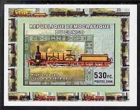 Congo 2006 Transport - British Steam Locos #4 - Highland Duke 4-4-0 individual imperf deluxe sheet unmounted mint. Note this item is privately produced and is offered pur..., stamps on railways