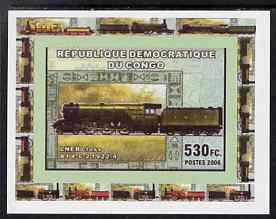 Congo 2006 Transport - British Steam Locos #5 - LNER 4-6-2 Flying Scotsman individual imperf deluxe sheet unmounted mint. Note this item is privately produced and is offered purely on its thematic appeal, stamps on , stamps on  stamps on railways