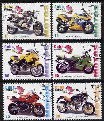Cuba 2009 Motorcycles perf set of 6 fine cto used, stamps on motorbikes