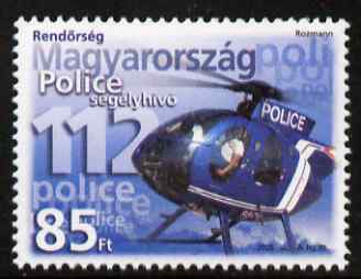 Hungary 2005 Police Day 85fo (Helicopter) unmounted mint SG 4884, stamps on , stamps on  stamps on police, stamps on  stamps on aviation, stamps on  stamps on helicopters