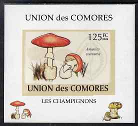 Comoro Islands 2009 Fungi #1 - 125 FC individual imperf deluxe sheet unmounted mint. Note this item is privately produced and is offered purely on its thematic appeal, it..., stamps on fungi