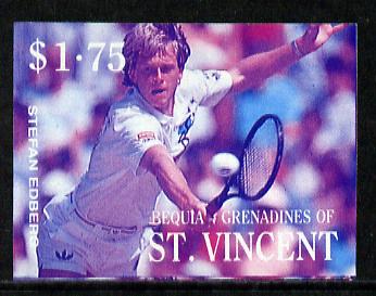 St Vincent - Bequia 1988 International Tennis Players $1.75 (Stefan Edberg) imperf progressive proof in blue & magenta only unmounted mint*, stamps on , stamps on  stamps on sport   personalities    tennis