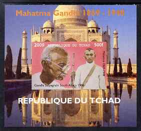 Chad 2009 Mahatma Gandhi #3 individual imperf deluxe sheet unmounted mint. Note this item is privately produced and is offered purely on its thematic appeal, stamps on , stamps on  stamps on personalities, stamps on  stamps on gandhi, stamps on  stamps on constitutions, stamps on  stamps on militaria