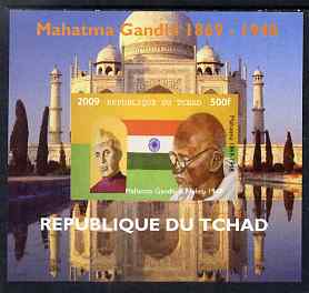 Chad 2009 Mahatma Gandhi #4 individual imperf deluxe sheet unmounted mint. Note this item is privately produced and is offered purely on its thematic appeal, stamps on , stamps on  stamps on personalities, stamps on  stamps on gandhi, stamps on  stamps on constitutions, stamps on  stamps on flags