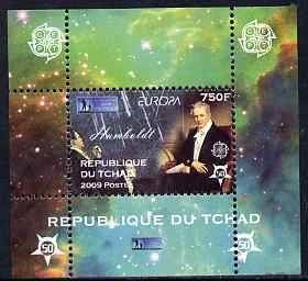 Chad 2009 Europa - Year of Astronomy #1 (Humboldt) individual perf deluxe sheet unmounted mint. Note this item is privately produced and is offered purely on its thematic appeal, stamps on , stamps on  stamps on europa, stamps on  stamps on personalities, stamps on  stamps on space, stamps on  stamps on astronomy, stamps on  stamps on 