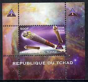 Chad 2009 Space - Orion Mission #4 individual perf deluxe sheet unmounted mint. Note this item is privately produced and is offered purely on its thematic appeal, stamps on space, stamps on astronomy, stamps on rockets
